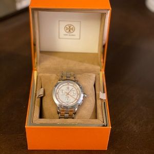 Tory Burch classic chronograph two tone watch
